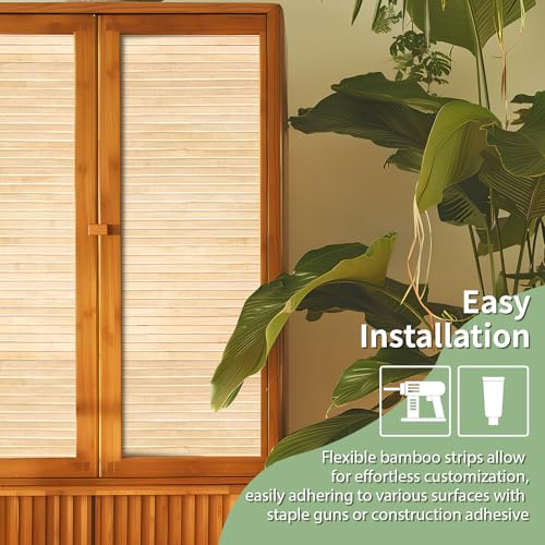 Art3d 48 x 96 in Natural Bamboo Wall Panel, 2-Pack, Light-Carbonized - color: Light-carbonized, size: 2-48 inches x 96 inches