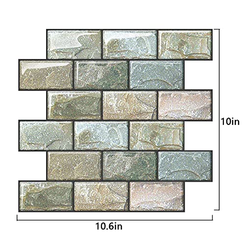 10 Sheets Peel and Stick Tile Backsplash for Kitchen Wall Tile, Self Adhesive Brick Backsplash Subway Tiles Backsplash, Stick on Tiles Kitchen Backsplash 10"x10.6" - color: Green