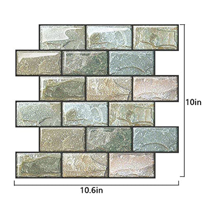 10 Sheets Peel and Stick Tile Backsplash for Kitchen Wall Tile, Self Adhesive Brick Backsplash Subway Tiles Backsplash, Stick on Tiles Kitchen Backsplash 10"x10.6" - color: Green