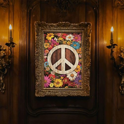Peacoblue Peace Flowers Rub On Transfers for Furniture Craft 6"x12" - style: Peace Symbol and flowers
