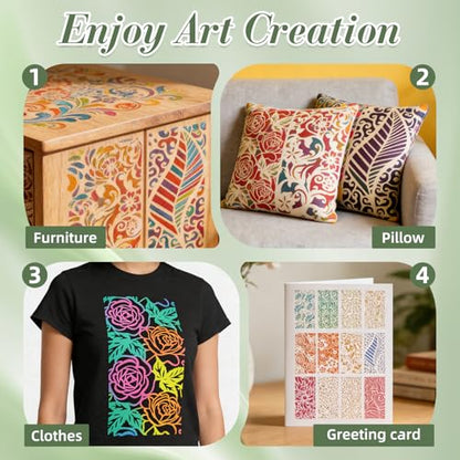 Geometric Texture Stencils for Crafts Reusable 18Pcs Stencils(7.8X4 Inch) - color: Texture 5