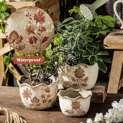 WANDIC 3 Sheets Rub on Transfer Stickers, Vintage Leaf Flower Transfer Decal Waterproof Decals Furniture Craft Sticker for DIY Scrapbooking Present Boxes Cups,15 * 30 cm