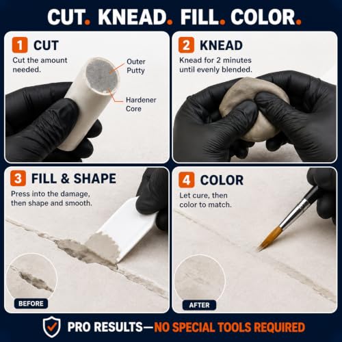 Tile & Stone Repair Kit, Putty Filler for Crack on Ceramic, Porcelain