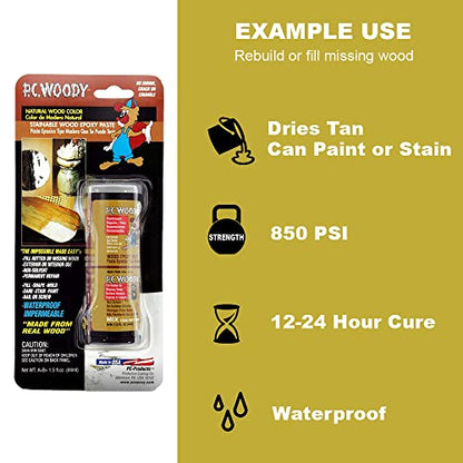 PC Products PC-Woody Wood Repair Epoxy Paste, Two-Part 96 oz in Two Cans, Tan 128336 - size: 96 oz, style: PC-Woody
