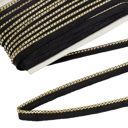 FINGERINSPIRE 21.9 Yards Polyester Braided Piping Trim - 1/2" Wide Black Twisted Lip Cord Trim for DIY Home Curtain Decor