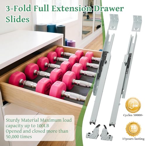 5Pair(10Pack) 21 Inch Undermount Drawer Slides with Rear Mount Bracket - size: 21 Inch