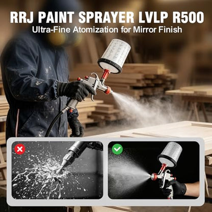 LVLP Automotive Paint Spray Gun R500 Kit, 1.3/1.5/1.7/2.0mm Nozzles LVLP Spray Gun with 600ml Plastic Cup&650ml Disposable Cups& Air Regulator Set, for Painting - color: 1.3/1.5/1.7/2.0mm 2Cup