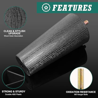 4pcs Plastic Furniture Legs 4-3/4" with T-Nuts, M8-1.25 Bolt - size: 4-3/4 Inch, M8-1.25 Metric Thread Bolts