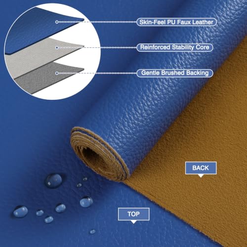 Faux Leather Fabric Marine Vinyl Fabric, Blue- 15 Yards Shipped in Rolls - color: Blue, size: 15 Yards Continous Cut