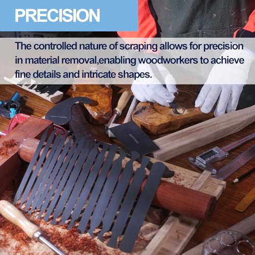 15PCS Cabinet Card Scrapers, High-Strength Blue Spring Steel Woodworking Tools for Engraving, Deburring, Polishing & Contour Sanding - size: Set A