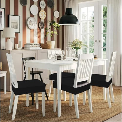 Smiry Stretch Jacquard Seat Covers for Dining Room Chairs Set of 2 - color: Black, size: Set of 2