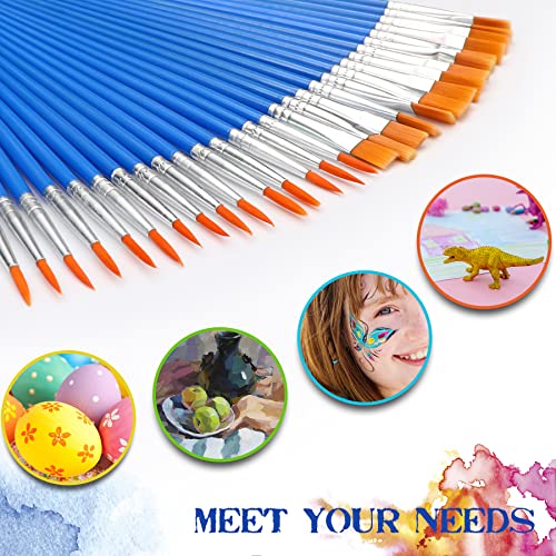 UPINS 30 Pcs Paint Brushes, Small Brush Bulk for Detail Painting - size: 6.69inch, style: Mix(15Flat +15Round)