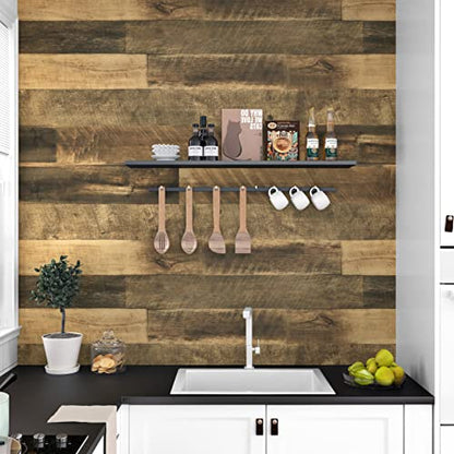 WESTICK Wood Peel and Stick Wallpaper Rustic Butcher Block Contact Paper - color: 1, size: 24" x 118"