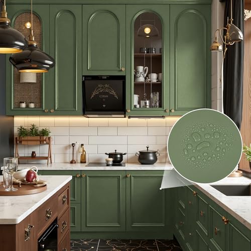 Peel and Stick Wallpaper Green Contact Paper Self Adhesive Removable - color: Dark Green, size: 17.7" x 118"