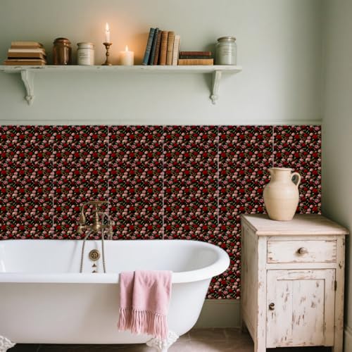 36 Pcs Rose Flowers Pattern Peel and Stick Tile Stickers, 4x4inch - color: Rose Flowers