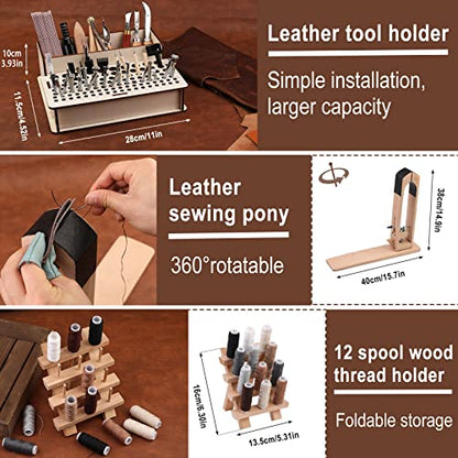 628 Pcs Leather Working Tools Kit, Leather Crafting Kit with Tools Supplies - size: 628 Pcs