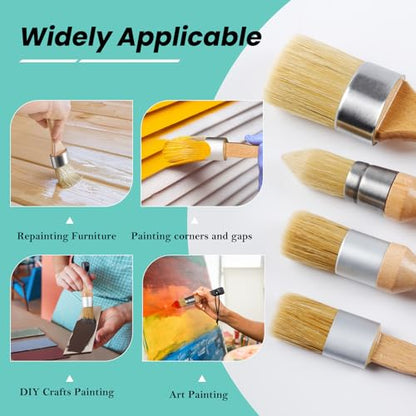Mister Rui Chalk Wax Paint Brush 4 pcs, Large Wax Brush for Furniture - size: 4PCS, 1 Medium, 3 Small
