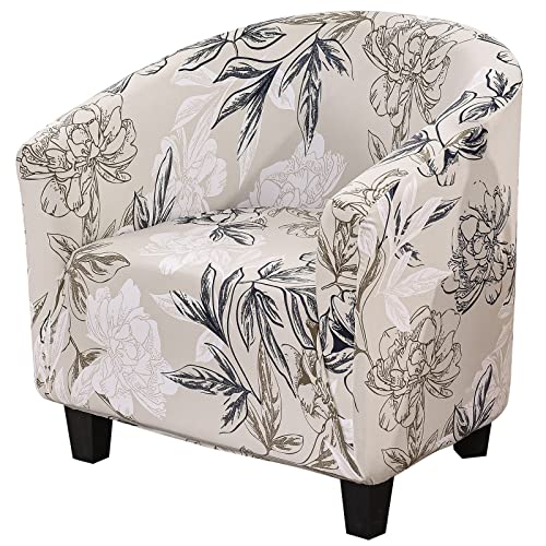SearchI Club Chair Slipcover Stretch Barrel Chair Covers Printed Tub Chair Slipcovers Spandex Armchair Sofa Cover Removable Couch Furniture Protector Arm Chair Cover for Living Room(Flowers Pattern5) - color: Flowers Pattern5