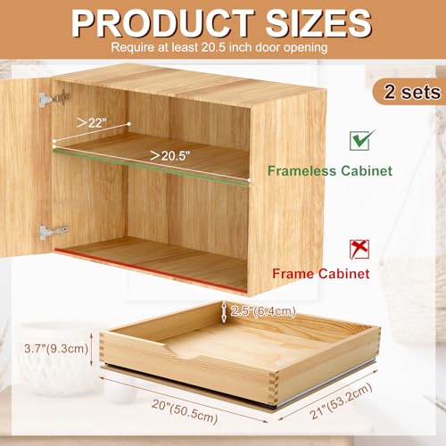 Menkxi 2 Set Solid Wood Pull Out Tray Cabinet Organizer with Reinforced Bottom Base 20 x 21'' Soft Close Kitchen Storage Drawer Retrofit for Base Cabinets Heavy Duty Slide Out Shelf for Pots Pans