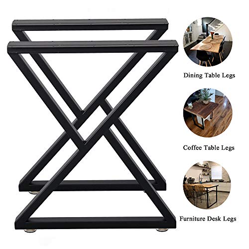 TIEOU Metal Table Legs 28 Inch Desk Legs Heavy Duty Industrial Black Table Legs Z Shape Table Legs DIY Table Legs,Furniture Legs(H28”xW24”,Set of 2) - color: Z-shape, size: H28"xW24"