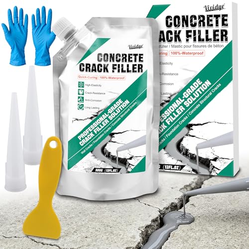 Concrete Crack Filler, 1.1LB Self Leveling Cement Crack Sealer - High Elasticity, Waterproof & Quick Drying Concrete Repair Sealant for Asphalt, Mortar, Driveway, Walkway, Joint, Indoor/Outdoor Use