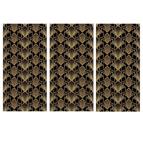 3 Sheet Redesign Furniture Sticker 11.8 x 5.9 Inch Leaf Rub on Transfers for DIY Crafts Vintage Pinstripe Unique Shape Furniture Rub on Transfers Sticker Decals for Wood Home Door Decor - style: Golden Pattern