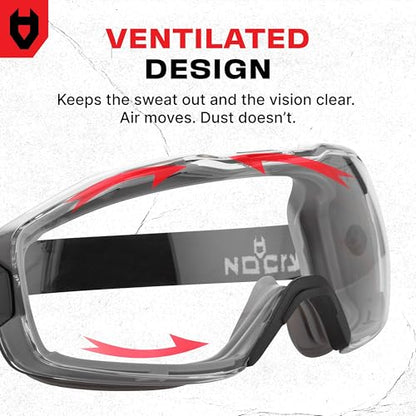 NoCry Anti-Fog Safety Goggles Over Glasses, Dust Eye Protection, ANSI Z87.1
