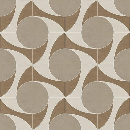 Chunlei Peel and Stick Wallpaper, Beige Retro Geometric Circle Pattern, 236in x 17.7in, Waterproof Vinyl, Removable Reusable, Eco-Friendly, for Bedroom Living Room Rental Apartment - color: Beige03, size: 17.7" x 236.2"