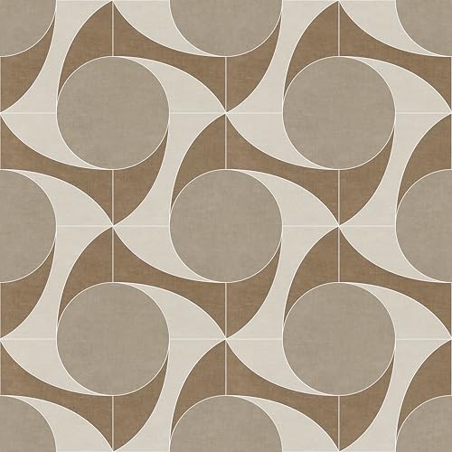 Chunlei Peel and Stick Wallpaper, Beige Retro Geometric Circle Pattern, 118in x 17.7in, Waterproof Vinyl, Removable Reusable, Eco-Friendly, for Bedroom Living Room Rental Apartment - color: Beige03, size: 17.7" x 118.1"