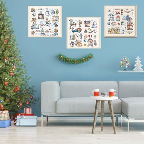 16 Pcs Snowman & Reindeer Rub-On Transfers for Furniture & Crafts - style: Winter