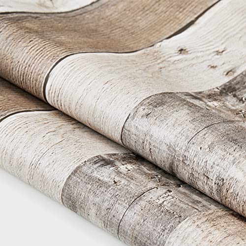 Yun-aeon Natural Wood-Grey Contact Paper Peel and Stick Wallpaper - color: Natural Wood-grey, size: 17.3" x 236"