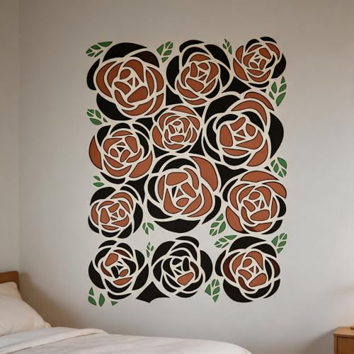 TIAMECH A4 Reusable Rose Bouquet Stencil for Painting - color: Rose Bouquet