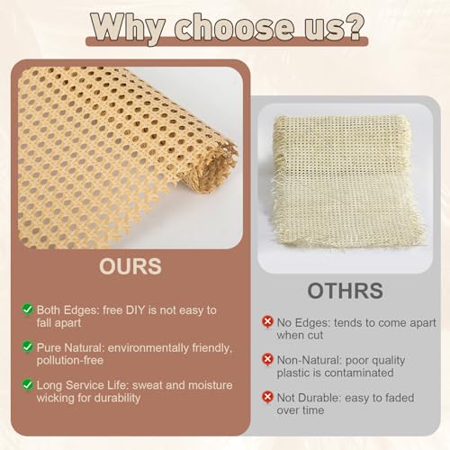 Reaeng Rattan Repair Kit for Chair Caning, Complete Furniture Restoration Kit with 15.7 x 39.4 Inch Cane Webbing Roll, Spline, 2 Caning Chisels and 8 Wooden Wedges - color: Style A