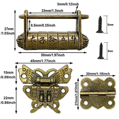 Mini Antique Butterfly Hasp Latch Lock, Bronze