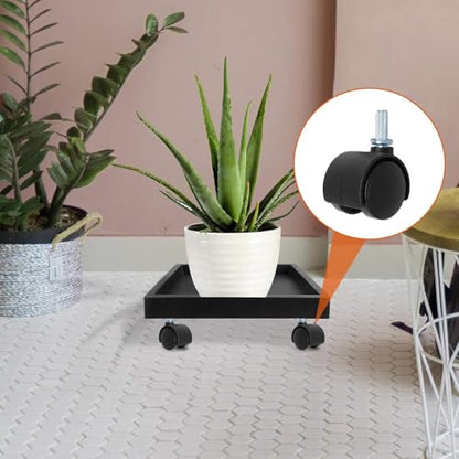 Plastic Casters Set of 4, M6 Straight-Grained Rod Caster Wheels 1 inch, Black Nylon Swivel Caster Wheels Replacement for Furniture, Office Chair, Table, Cabinet, Shelf - style: 1 Inch-M6 Straight-grained Rod
