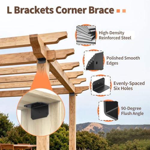 2x4 Inch 90 Degree Corner Bracket, 200 LBS, Black, 8 Pack - color: Black-8PCS
