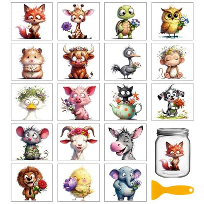GLOBLELAND 18 Sheets Floral Animals Rub on Transfers Fox Giraffe Flower Transfer Stickers Decals Woodland Animals Cup Stickers Decals for Crafts Vase Glass Bottle Table Decor - style: Floral Animals