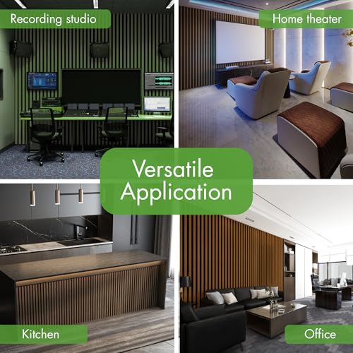 Art3d 12" x 93" Acoustic Wood Slat Wall Panel, 4pcs, 31 sq.ft, Deep Walnut - color: Deep Walnut, size: 12" x 93"