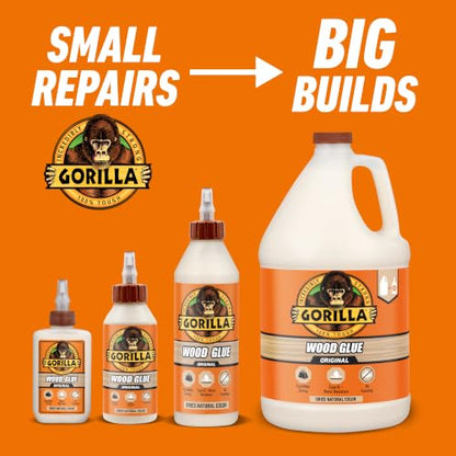 Gorilla Wood Glue, 18 oz Bottle, Water Resistant PVA Adhesive - size: 18oz