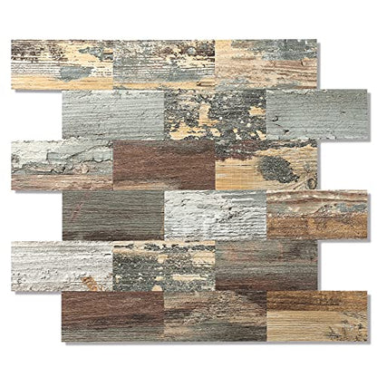 2026 New Upgrade Peel and Stick Backsplash Tile, Peel and Stick 11.34" X 11.57" Wall Tile for Kitchen, Bathroom, Fireplace, Laundry (Mix Rustic, 10 Packs) - color: Mix Rustic
