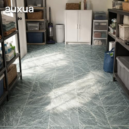 Marble Grain 12x12 Peel and Stick Floor Tile, Moss Gray Marble, 10 PCS - color: Moss Gray Marble