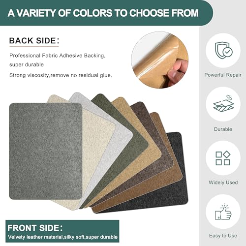 Azobur Couch Patch Repair Fabric,Microfiber Fabric, Self-Adhesive, for Sofa Repair and Upholstery, 2 Pieces, 9.5 x 11 inches (Gray) - color: Gray, size: 9.5" x 11"-2 PCS