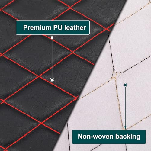 Vinyl Faux Leather Quilted Fabric Foam Backed,Black (Red Thread) - color: Black(red Thread), size: Style-A