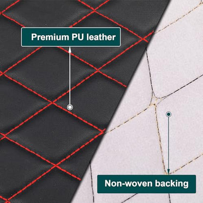 Vinyl Faux Leather Quilted Fabric Foam Backed,Black (Red Thread) - color: Black(red Thread), size: Style-A