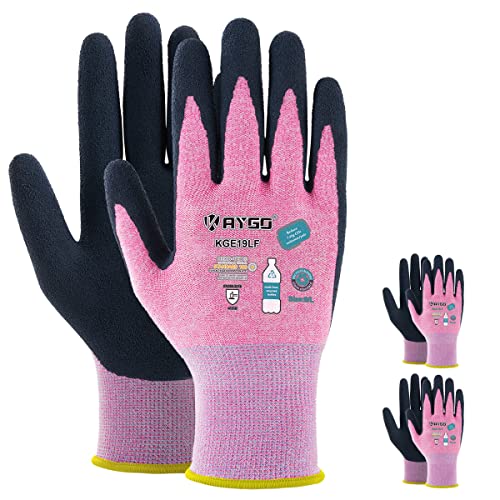 KAYGO Women's Work Gloves, Sandy Latex Grip, Breathable - color: Pink, size: X-Small