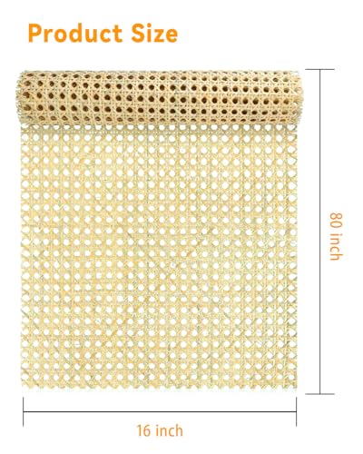 16-inch Wide Rattan Webbing 80-inch Long (6.6 ft.) Rattan Webbing Rolls for Furniture, Chairs, cabinets, Ceilings, beds Rattan Projects Basket Weaving Supplies Open mesh Rattan（Light Color） - color: Light color16/80 inch