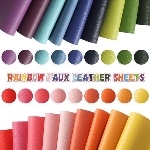 18 Pieces Faux Leather Sheets 8×12 inches Rainbow - color: Multicolor-rainbow