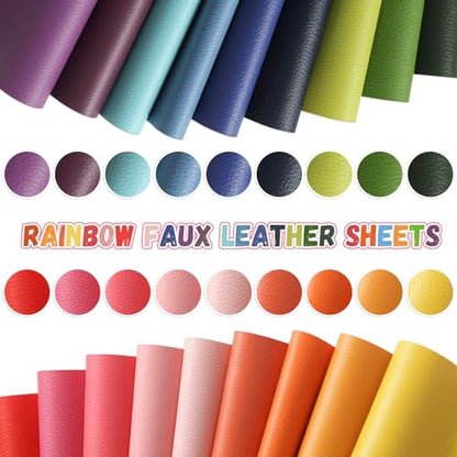 18 Pieces Faux Leather Sheets 8×12 inches Rainbow - color: Multicolor-rainbow