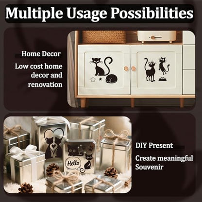 WANDIC 3 Sheets Rub On Transfer Stickers, Lovely Black Cartoon Cat Waterproof Decals Furniture Craft Junk Journals for DIY Scrapbooking, 15 * 30cm - color: Lovely Black Cat
