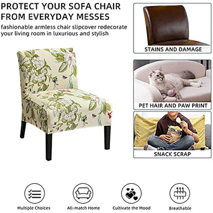 Eco-Ancheng Armless Chair Slipcover - Removable, Washable, Printed Covers for Living & Dining Room - color: A18